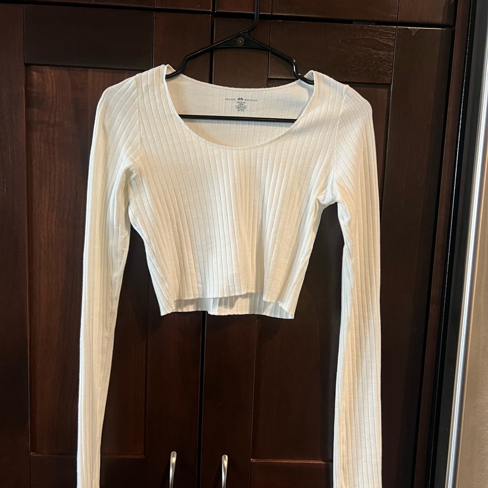 Brandy Melville Cream Ribbed Crop Top